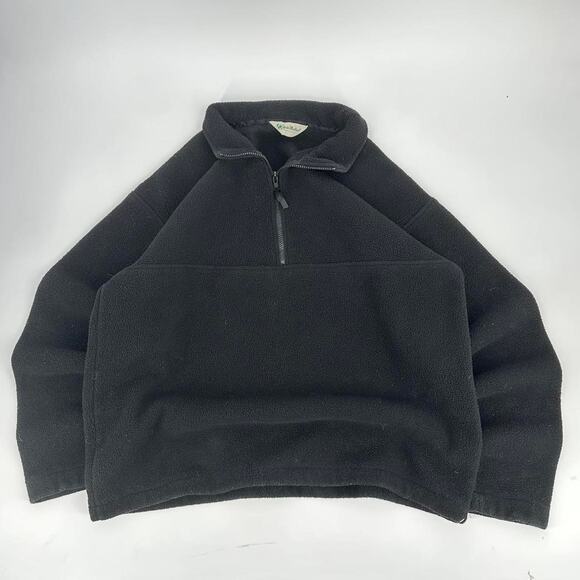 Vintage Gander Mountain Black 1/4 zip fleece size L made in USA GORPCORE - Picture 1 of 7